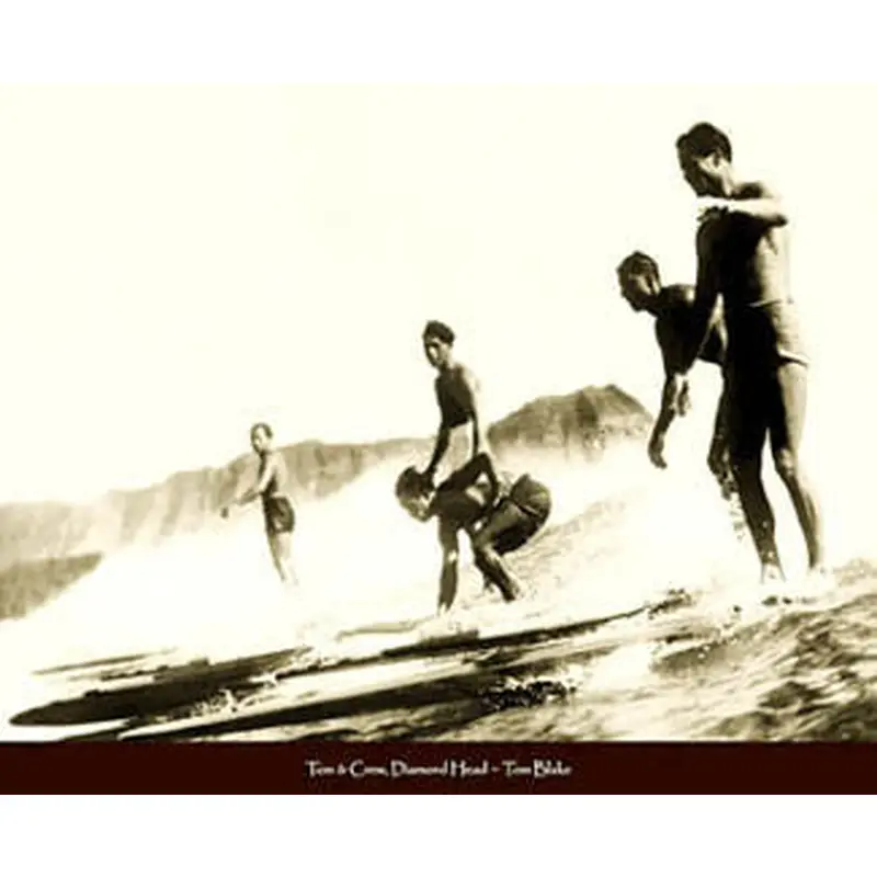 Vintage Surfers "Tom & Crew, Diamond Head" (Oahu 1930) Poster Print