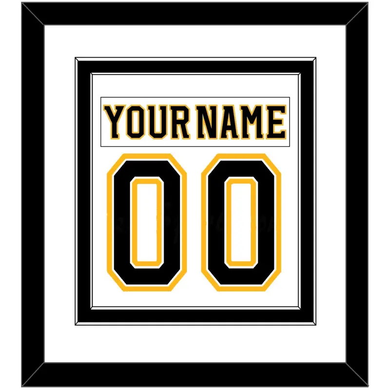 Boston Nameplate & Number (Back) Combined - Road White (2007-2017) - Double Mat 2