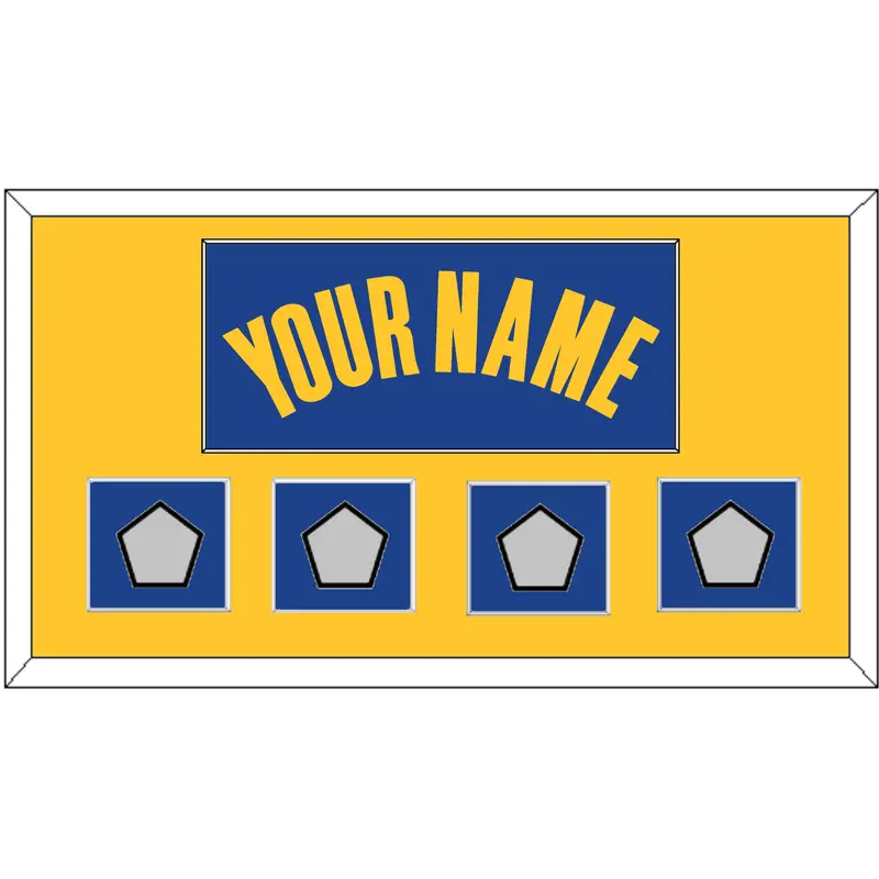 Golden State Name & 4 Finals Patches - Blue Icon - Single Mat 2