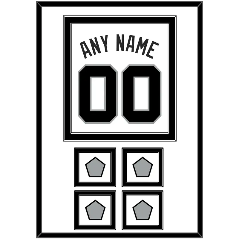 San Antonio Name & Numbers With 4 Finals Patches - Home White (1989-2002) - Double Mat 2