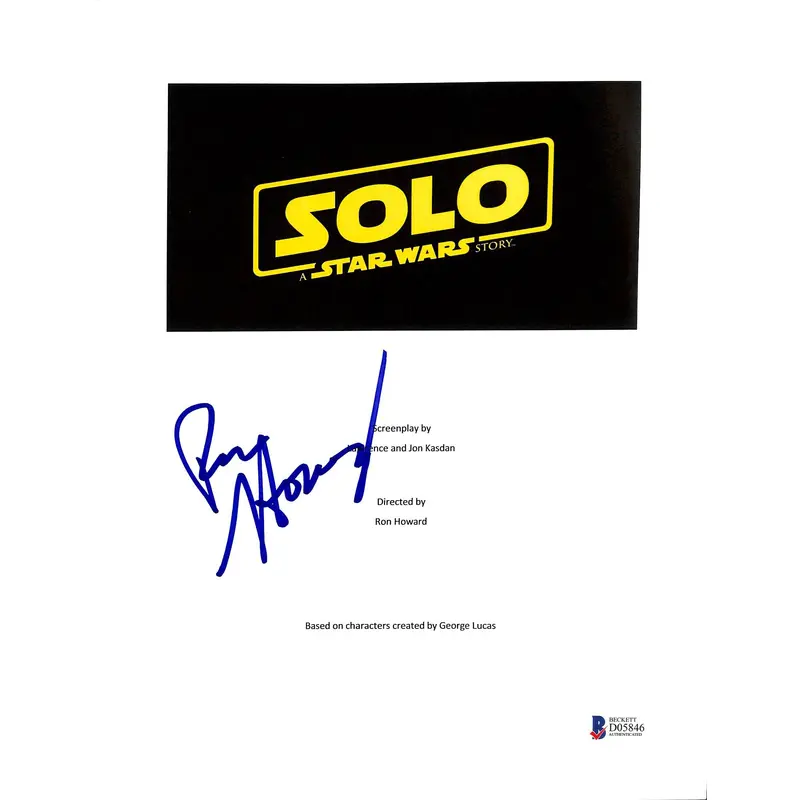 Ron Howard Authentic Signed Solo A Star Wars Story Movie Script Cover BAS D05846
