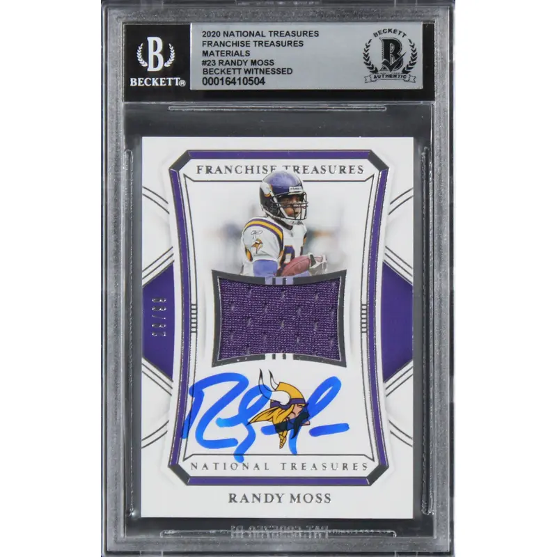 Vikings Randy Moss Signed 2020 National FTM #23 Card Auto Gem 10! BAS Slabbed