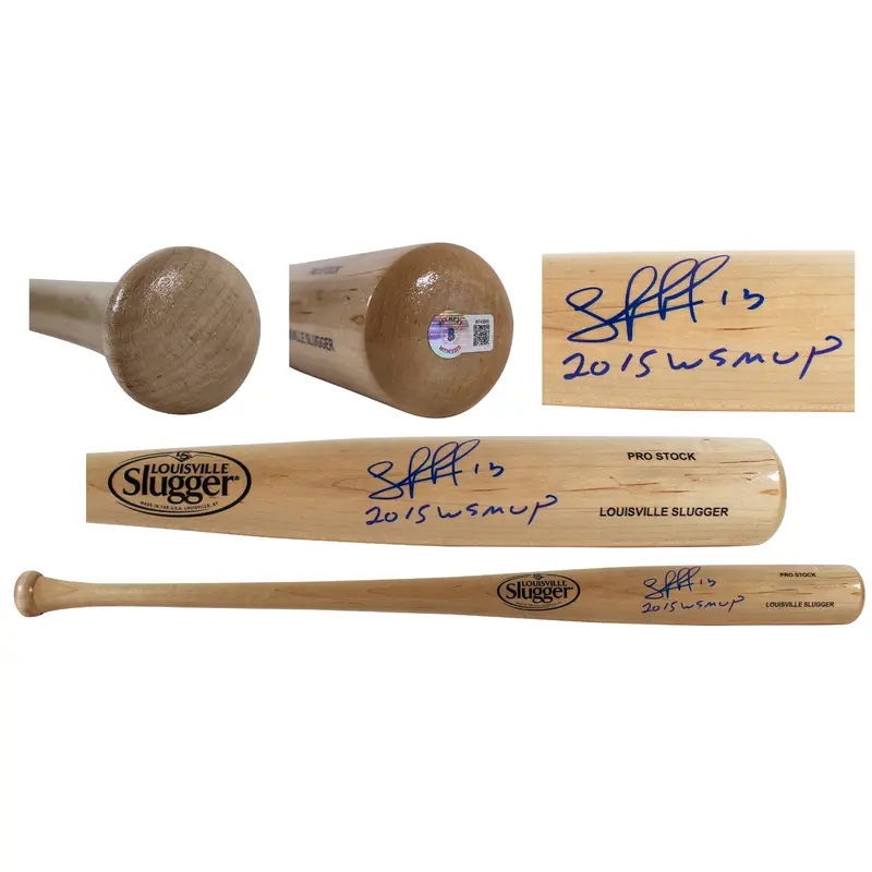 Royals Salvador Perez "2015 WS MVP" Signed Blonde Louisville Slugger Bat BAS Wit