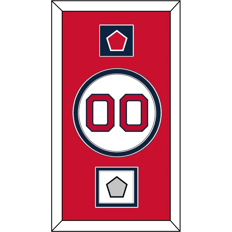 Boston Number, B Logo Hat Patch & World Series Jersey Patch - Home White - Double Mat 2