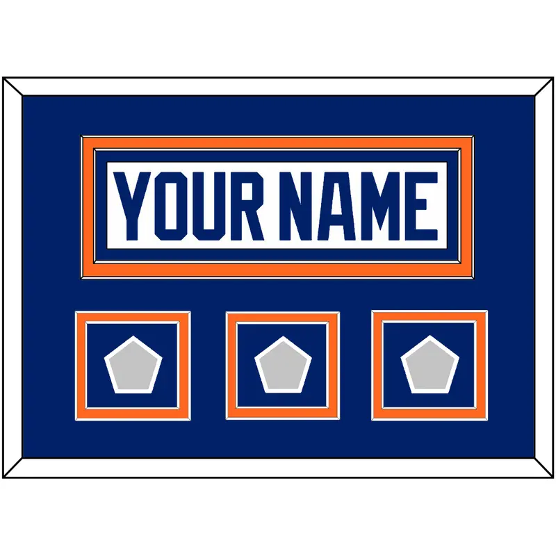 Edmonton Nameplate & 3 Stanley Cup Champions Patches - Home White (1981-1994) - Double Mat 3
