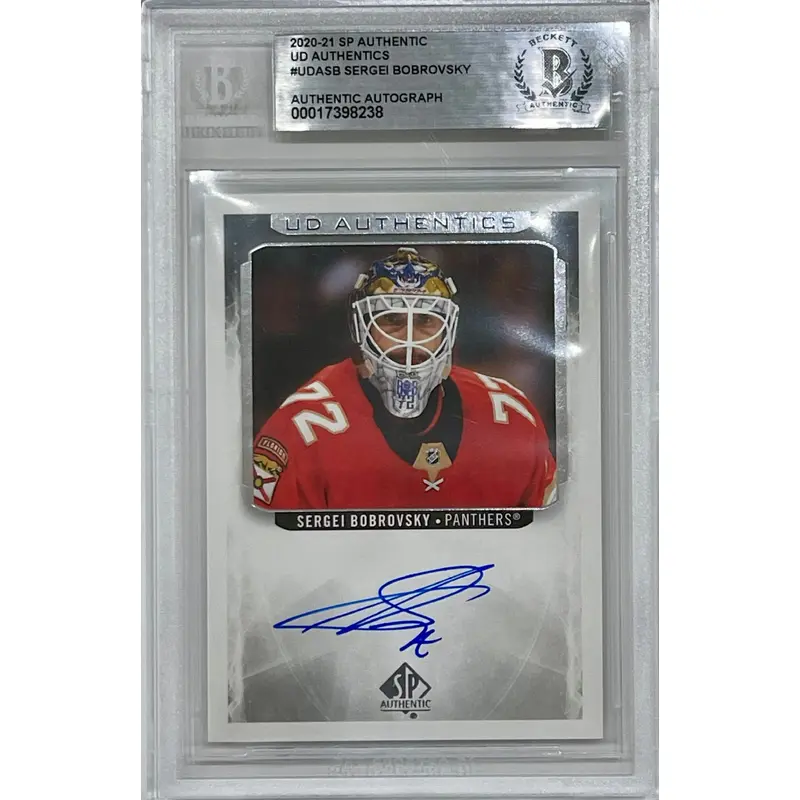 Sergei Bobrovsky Signed 2020-21 Upper Deck SP Authentic UD Card - Beckett