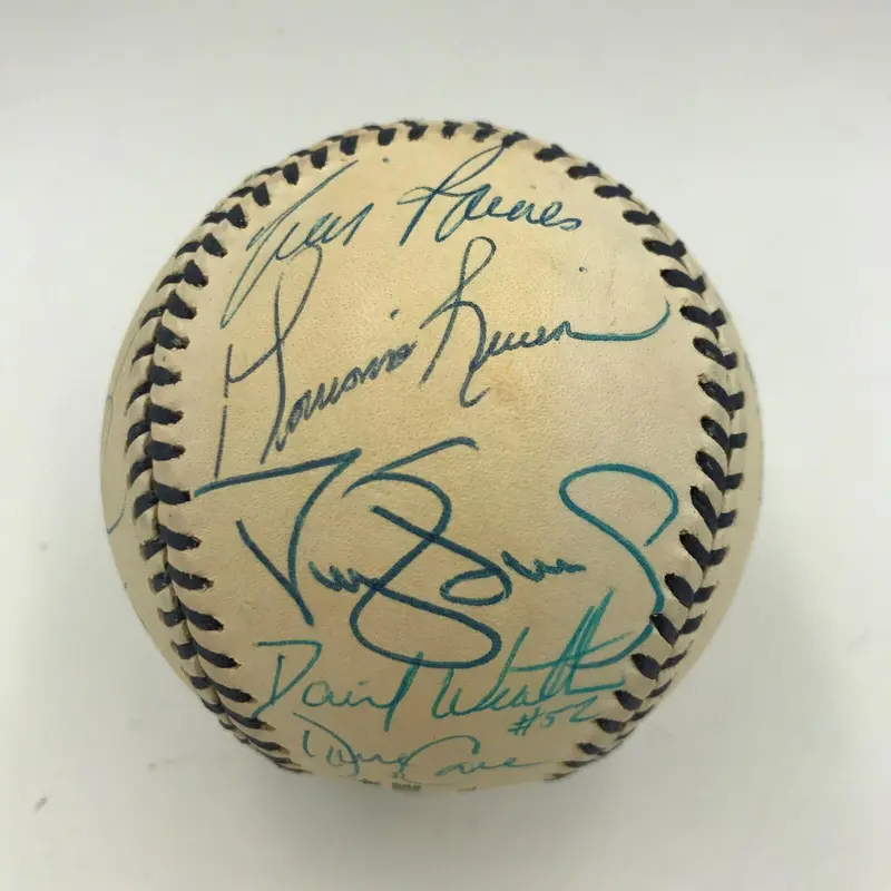 1996 Yankees WS Champs Team Signed Mickey Mantle Day Baseball Mariano Rivera JSA