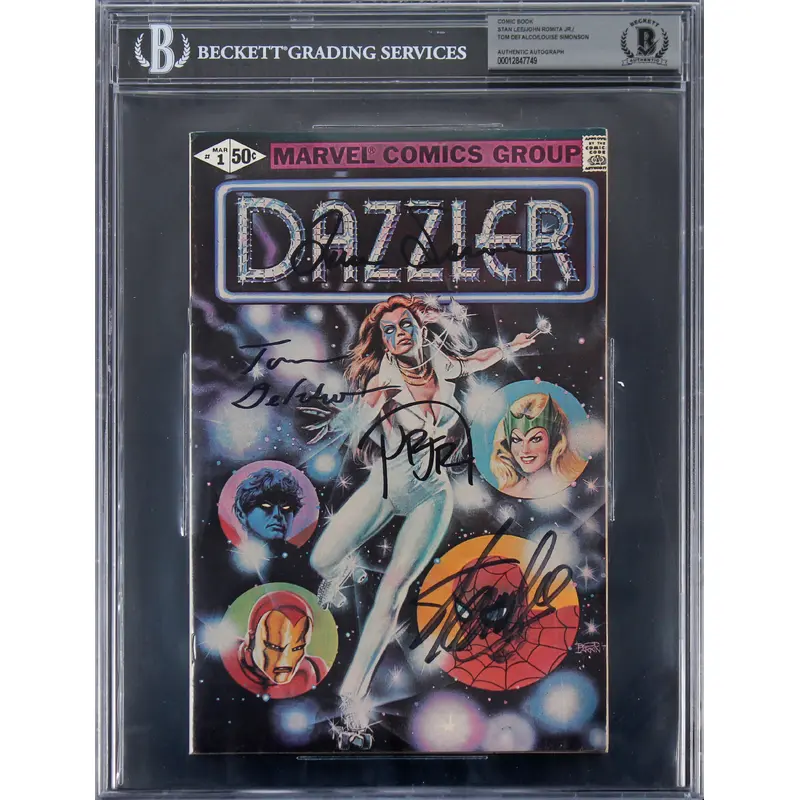 (4) Stan Lee, Romita, Defalco & Simonson Signed Dazzler #1 Comic BAS Slabbed