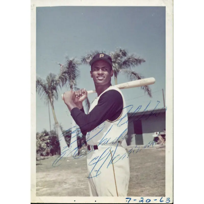 Pirates Roberto Clemente Best Wishes Authentic Signed 3.5x5 Photo PSA #AE00032