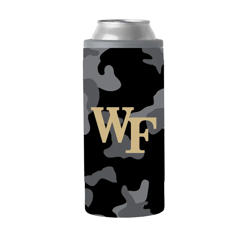 Wake Forest Black Camo 12oz Slim Can Coolie