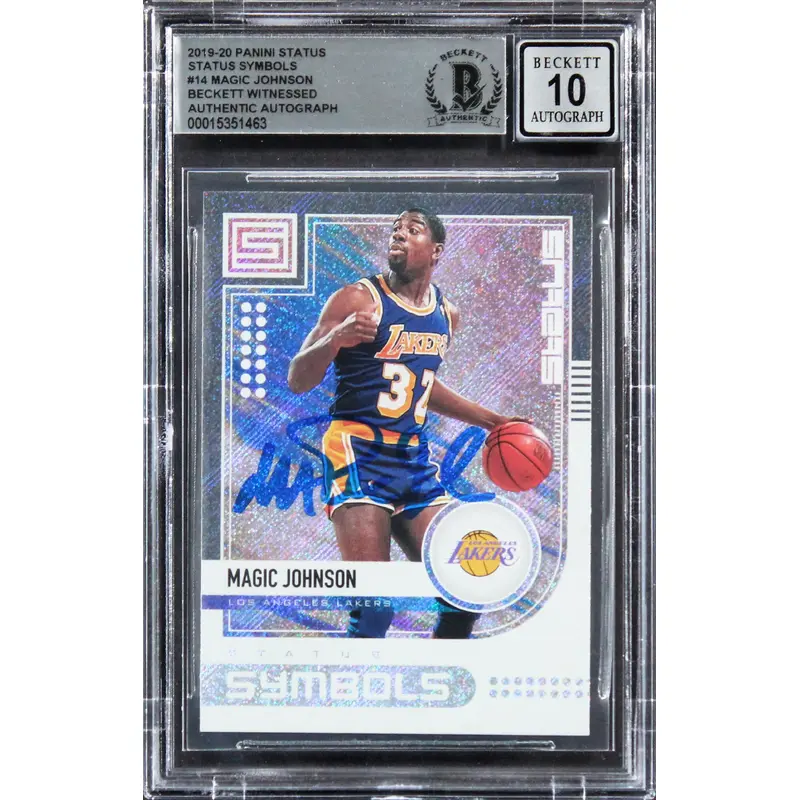 Lakers Magic Johnson Signed 2019 Panini Status Symbols #14 Card Auto 10 BAS Slab