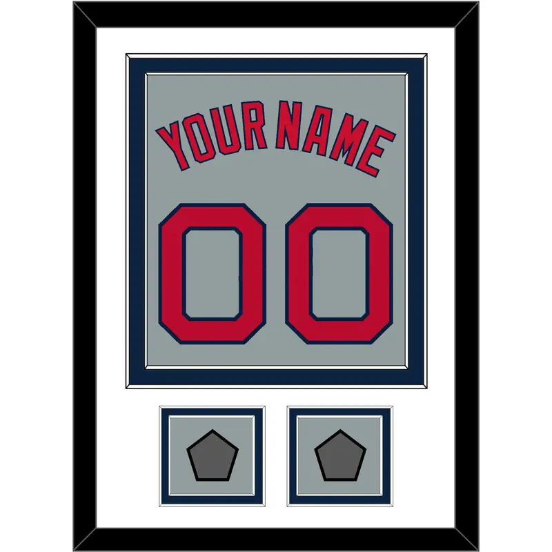 Boston Name, Number & Two World Series Jersey Patches - Road Gray - Double Mat 2