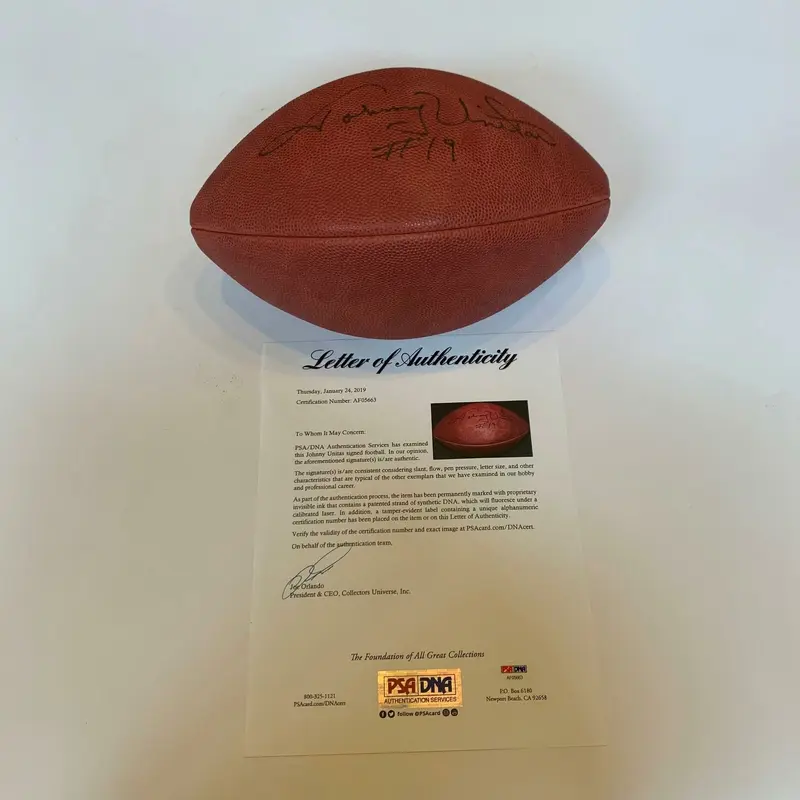 Johnny Unitas #19 Signed Wilson NFL 75th Anniversary Game Football With JSA COA