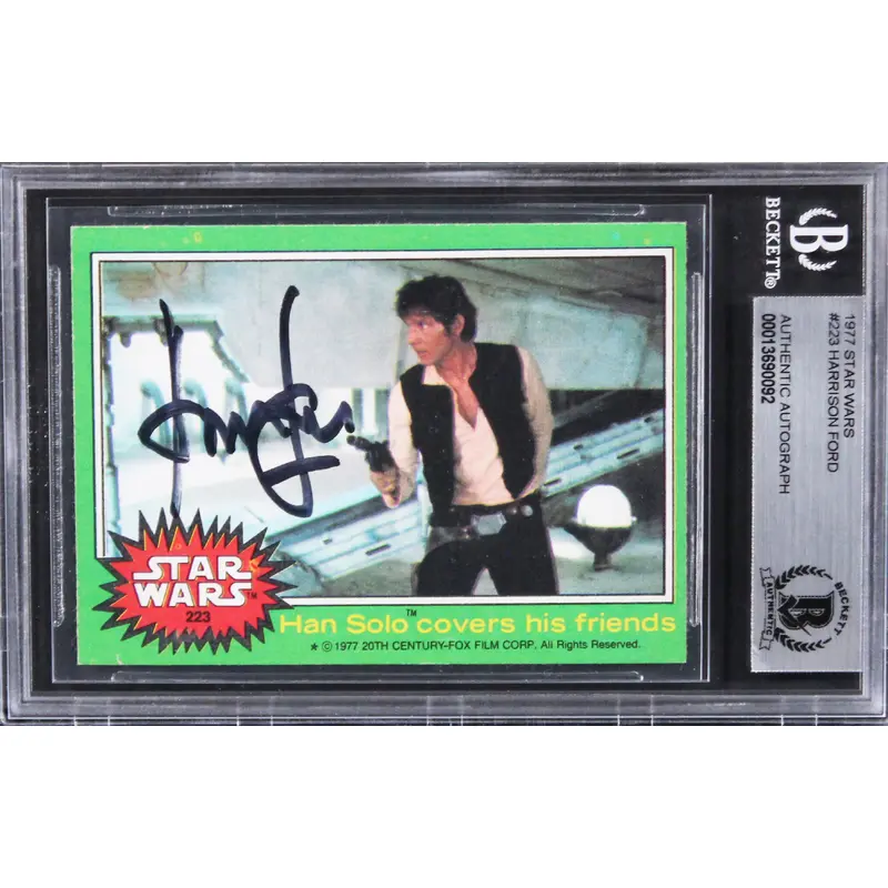 Harrison Ford Star Wars Authentic Signed 1977 Star Wars #223 Card BAS Slabbed