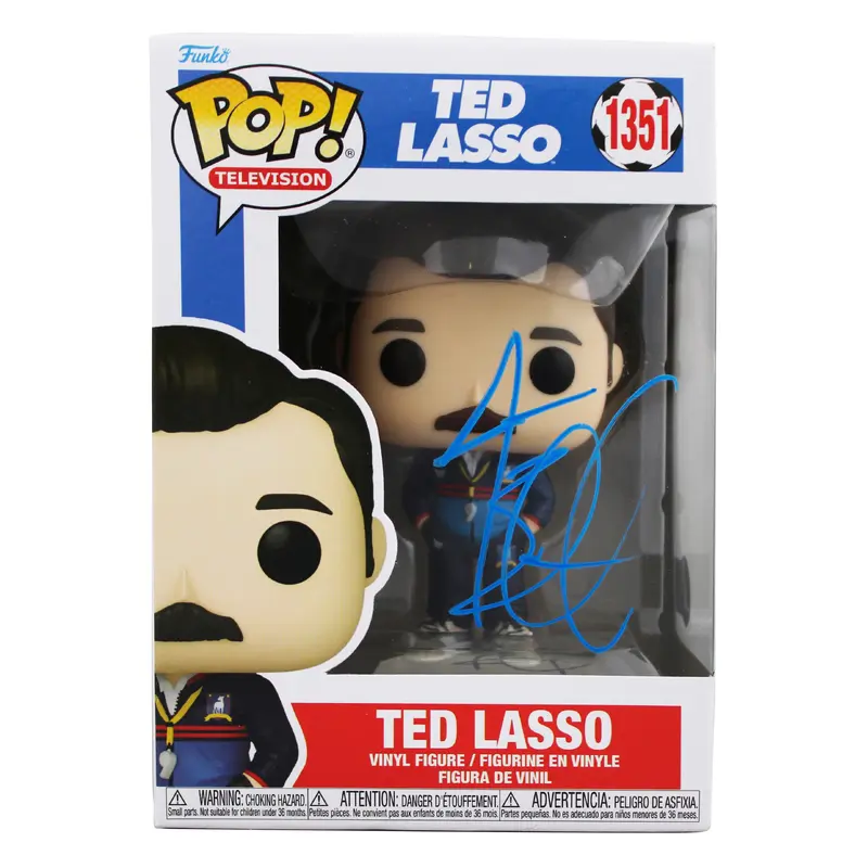 Jason Sudeikis Ted Lasso Signed #1351 Funko Pop Vinyl Figure w/ Blue Sig BAS