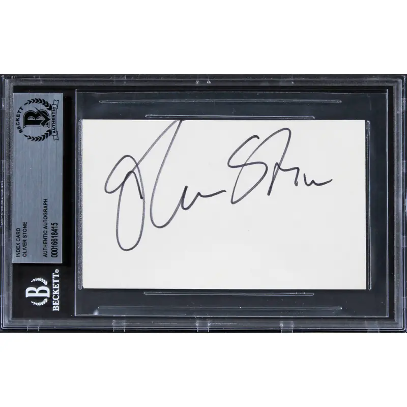Oliver Stone Platoon Authentic Signed 3x5 Index Card Autographed BAS Slabbed 2