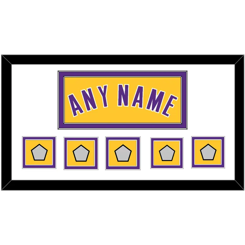 Los Angeles Name & 5 Trophy Patches - Home Yellow (1999-2018) - Double Mat 1