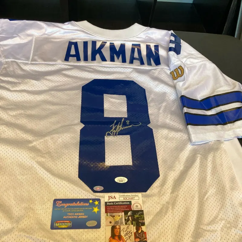 Beautiful Troy Aikman Signed Authentic 1990's Dallas Cowboys Game Model JSA COA