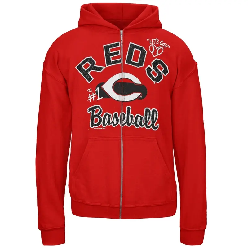 Cincinnati Reds - Glitter Logo Girls Youth Zip Hoodie