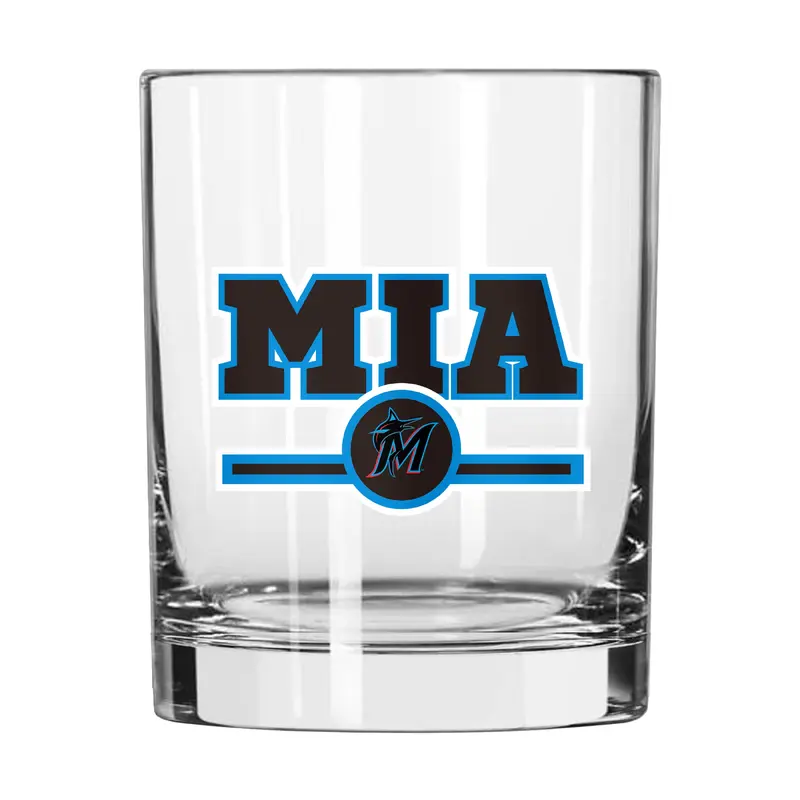 Miami Marlins 14oz Letterman Rocks Glass