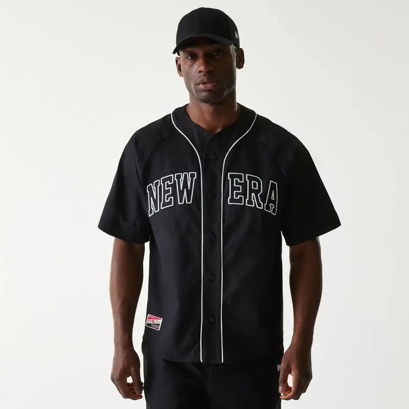 New Era Retro Baseball Black Short Sleeve Shirt