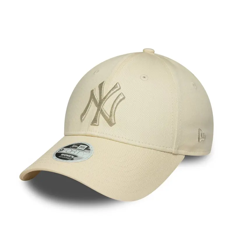 New York Yankees Womens MLB Metallic Logo Cream 9FORTY Adjustable Cap