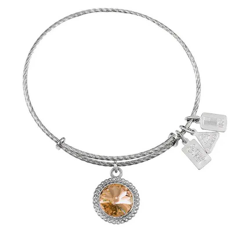 November Birthstone Sterling Silver Charm Bangle