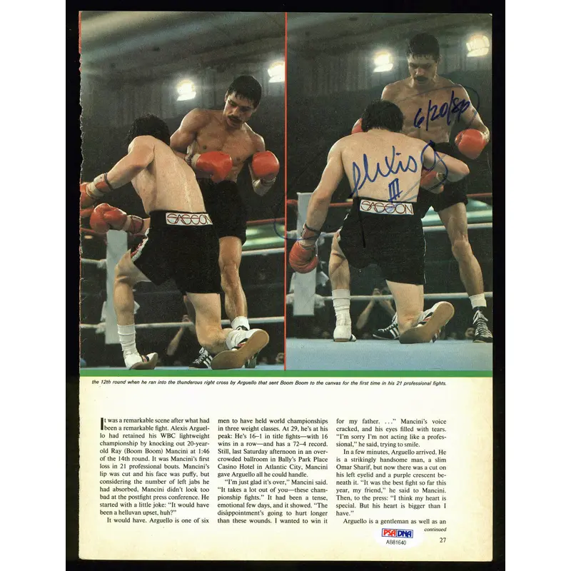Alexis Arguello Authentic Signed Boxing Magazine Page Photo PSA/DNA #AB81640