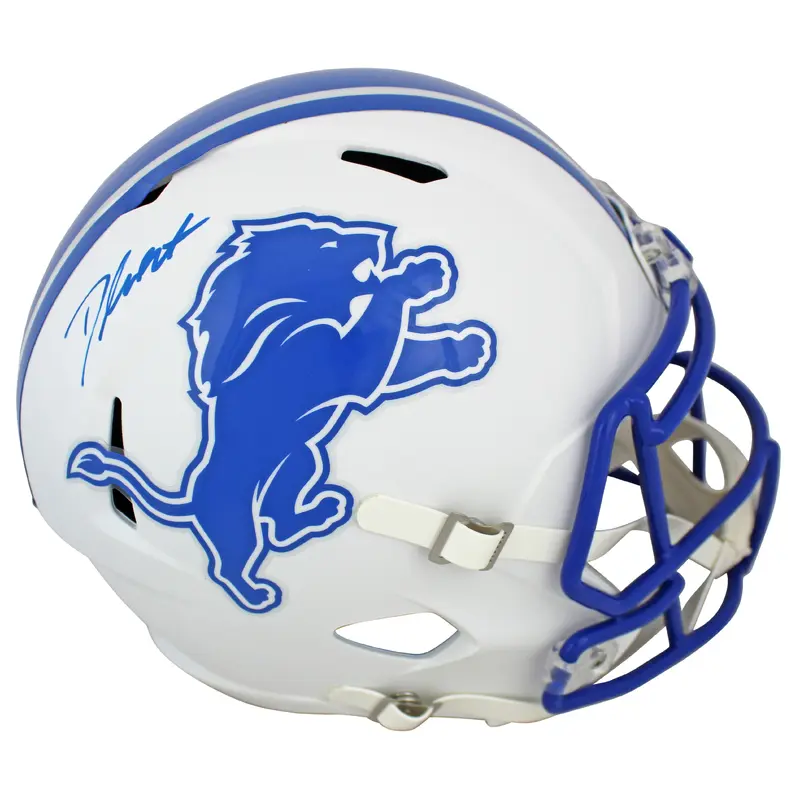 Lions DeAndre Swift Authentic Signed Flat White Full Size Rep Helmet Fanatics