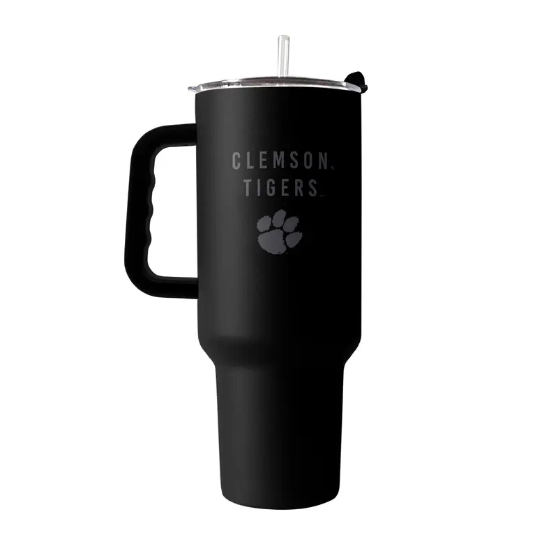 Clemson 40oz Black Tonal Powder Coat Tumbler