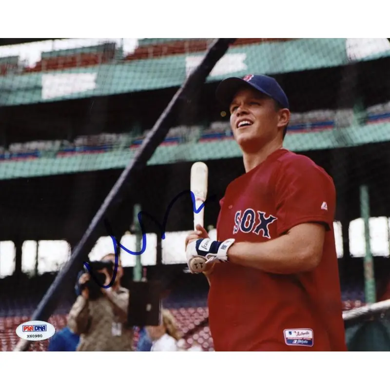 Matt Damon Red Sox Batting Practice Signed Authentic 8X10 Photo PSA/DNA #X60980