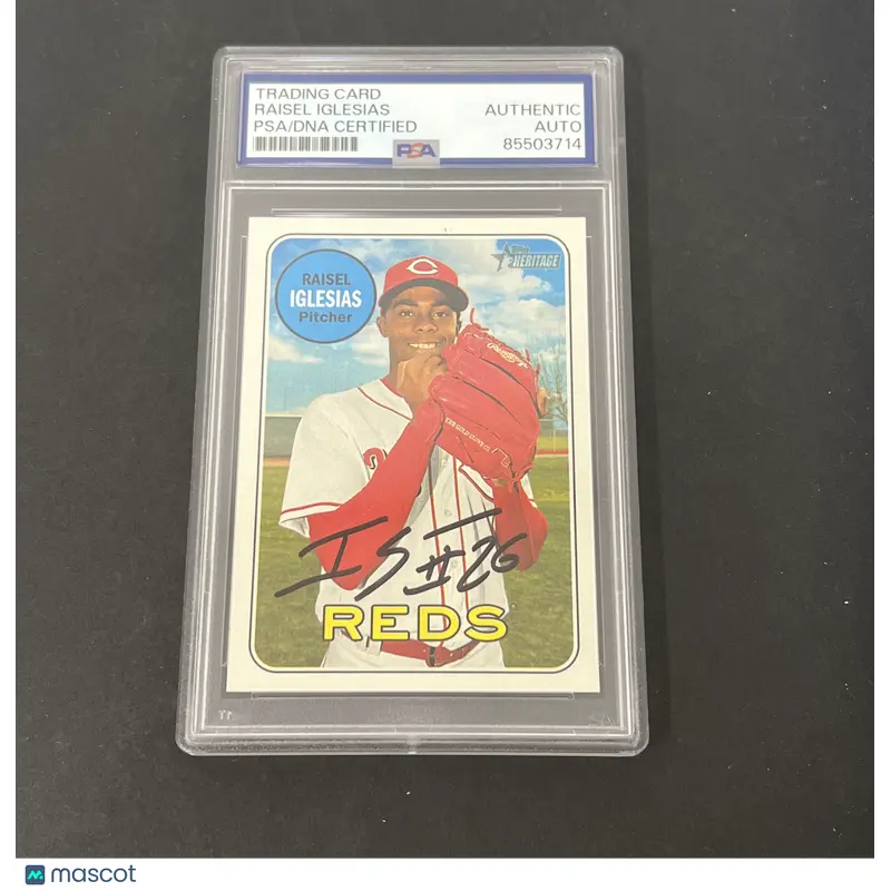 2018 Topps Heritage #280 Raisel Iglesias signed card PSA
