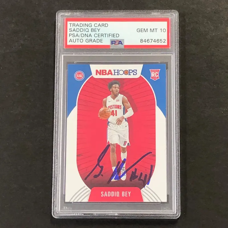 2020-21 NBA Hoops #237 Saddiq Bey Signed Card AUTO GRADE 10 PSA Slabbed RC Pistons