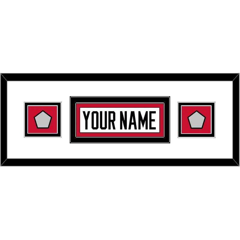 Chicago Nameplate & 2 Stanley Cup Champions Patches - Road White (2007-2017) - Double Mat 2