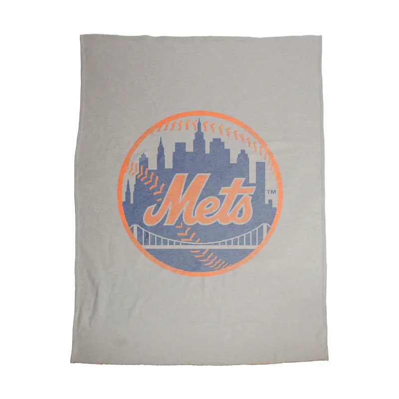 NY Mets Oversized Logo Sublimated Sweatshirt Blanket