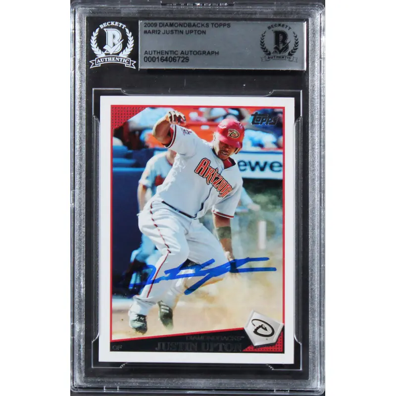 Diamondbacks Justin Upton Authentic Signed 2009 Topps #ARI2 Card BAS Slabbed