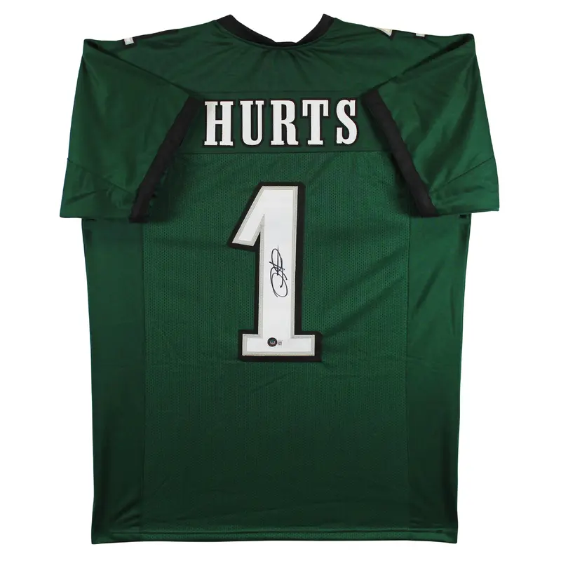 Jalen Hurts Authentic Signed Green Pro Style Jersey Autographed BAS Witnessed