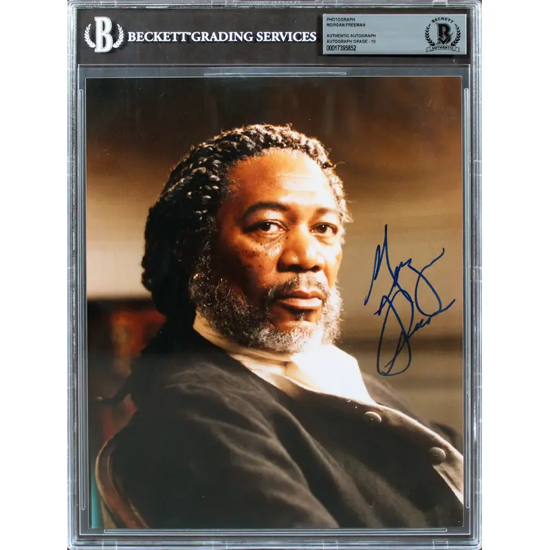 Morgan Freeman Amistad Authentic Signed 8x10 Photo Auto Graded 10! BAS Slabbed