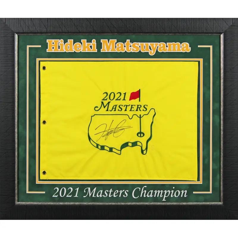 Hideki Matsuyama Authentic Signed & Framed 2021 Masters Pin Flag BAS #AD64159