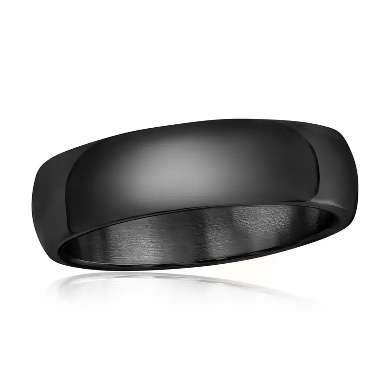 Stainless Steel 6mm Polished Ring - Black Plated