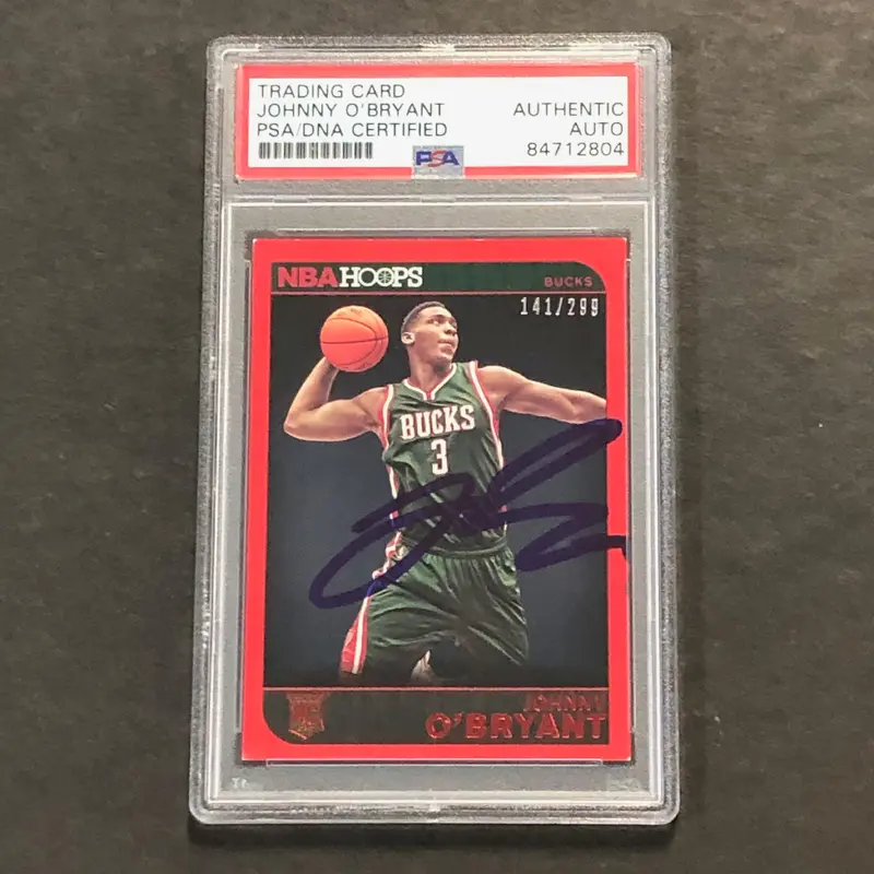 2014-15 NBA Hoops #290 Johnny O'Bryant Signed Card AUTO PSA/DNA Slabbed RC Bucks