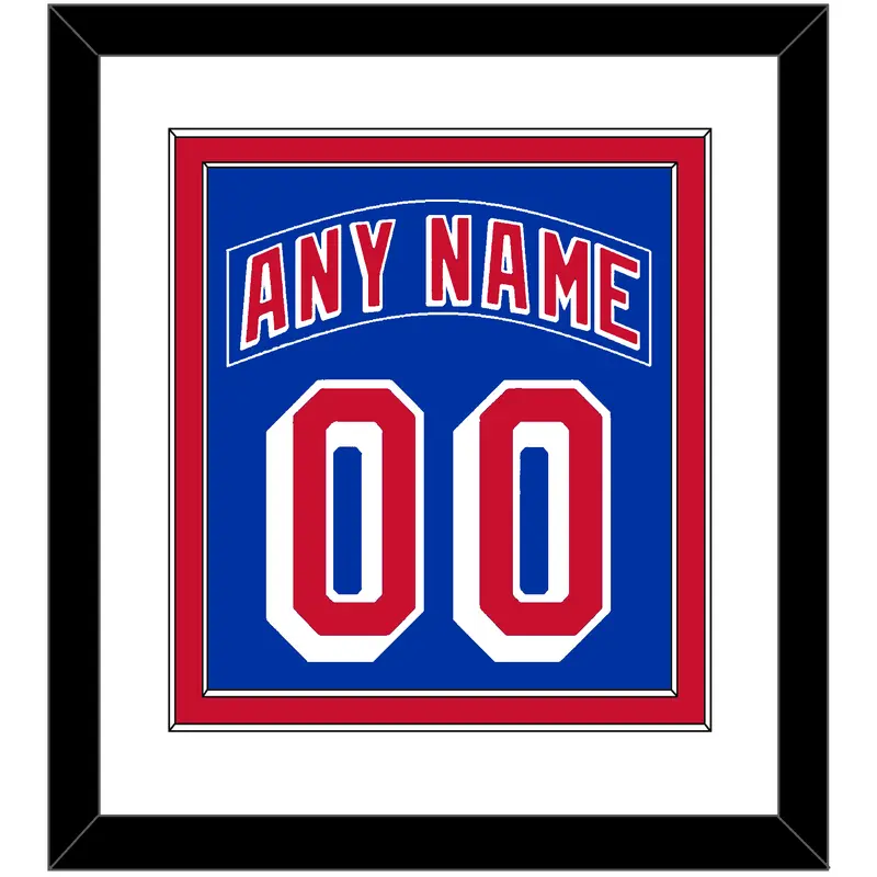 New York Nameplate & Number (Back) Combined - Home Blue (2004-2017) - Double Mat 1