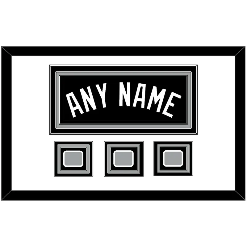 San Antonio Name With 3 Champions Banner Patches - Road Black (2002-2017) - Triple Mat 1
