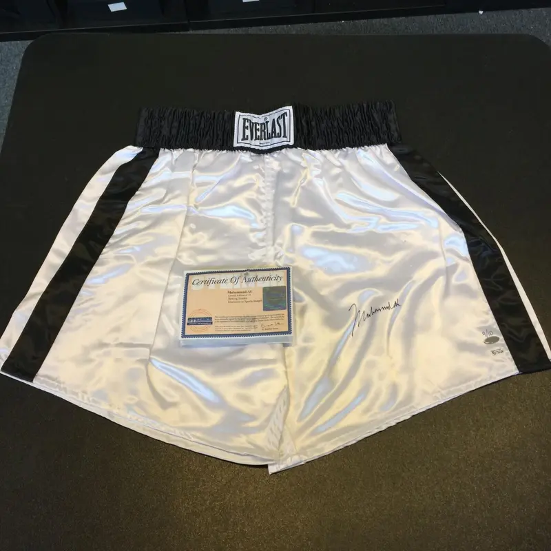 Mint Muhammad Ali Signed Authentic Everlast Boxing Shorts LE #9/10 Steiner COA