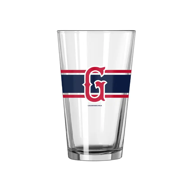 Greenville Drive Logo Brands 16oz Stripe Pint Glass