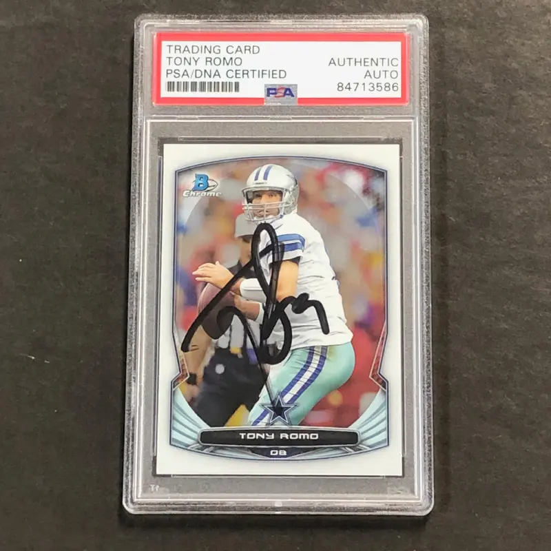 2013-2014 Bowman Chrome #36 Tony Romo Signed Card PSA Slabbed Cowboys