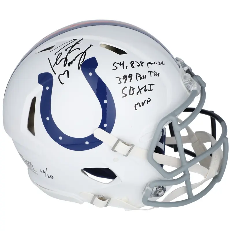 Peyton Manning Signed Indianapolis Colts Denver Broncos STAT Helmet Fanatics