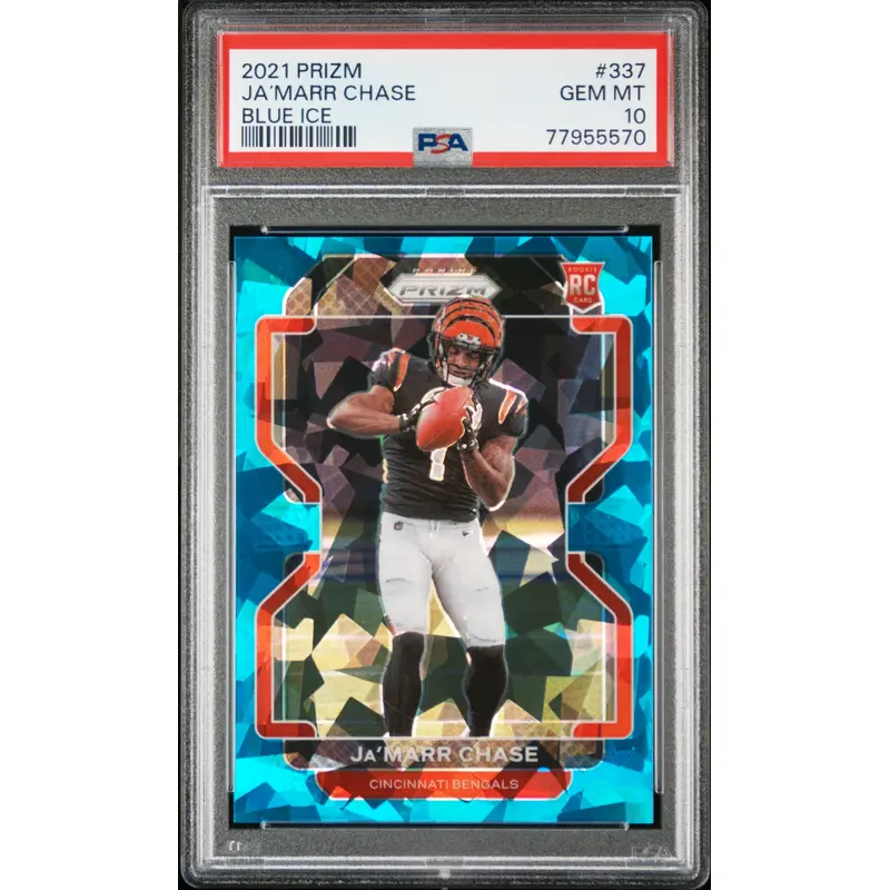 Ja'Marr Chase 2021 Panini Prizm Blue Ice Rookie #40/99 PSA 10 Gem Mint