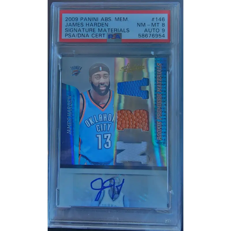James Harden 2009 Panini Absolute Patch Auto #494/499 PSA 8 Auto 9