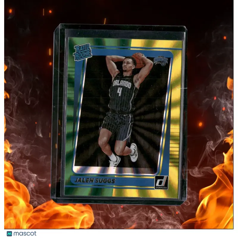 2021-22 Panini Donruss Jalen Suggs Green Yellow Holo Laser Rated Rookie Auto